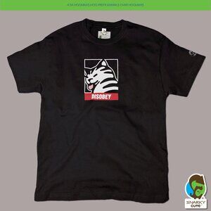 Disobey Cat Shepard Fairey Obey Parody Heavyweight Boxy T-Shirt BLACK